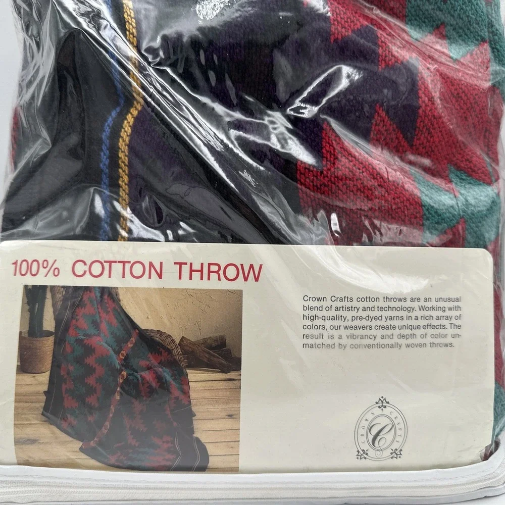Vintage Crown Crafts Navajo Throw Blanket 60